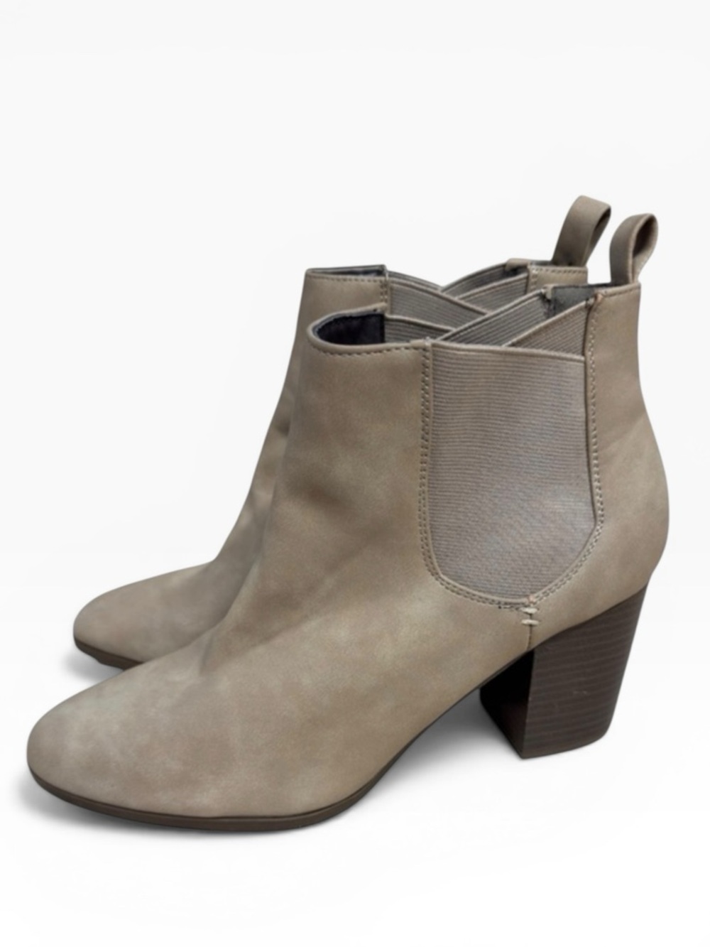 Qupid Repeat Taupe Chelsea Ankle Boots Women’s Size 10 Slip On Block Heel